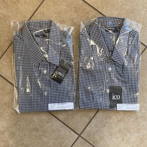 TWO Men’s black and white Gingham Shirts
